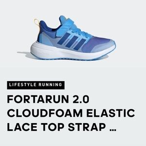 Kids Adidas Fortarun 2.0 Cloudfoam Elastic Top Strap Running Shoes